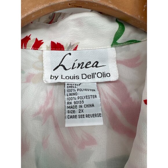 Linea By Louis DellOlio Floral Long Sleeve Blouse tunic size 2X plus Womens Top - Picture 2 of 4